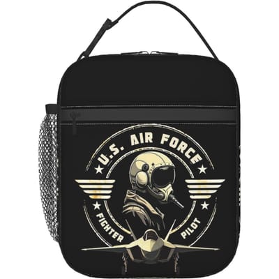 ONS. Luchtmacht Gevechtsvlieger Militaire Luchtvaart Vintage Geïsoleerde Lunchtas voor Vrouwen Kinderen Voedseldozen Thermische Lunchbox Tote One Size