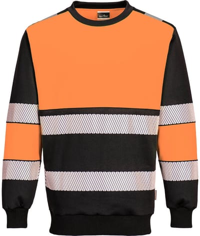 Portwest PW3 Hi-Vis klasse 1 Sweatshirt PW376 - Oranje/Zwart - 4XL
