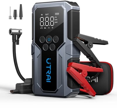 Velmio Jumpstarter - Accubooster - Power Bank - Draagbare 150psi Luchtpomp - Auto kit - Jumpstarter met Compressor - 1500A