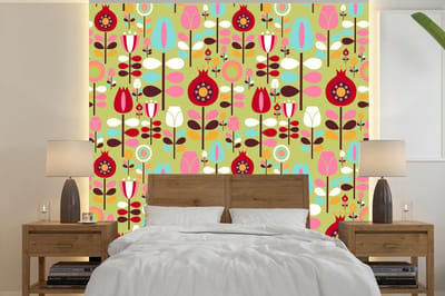Behang - Fotobehang Patronen - Bloemen - Kleuren - Breedte 240 cm x hoogte 240 cm