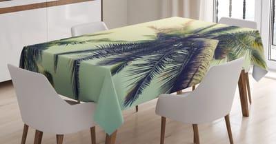 ABAKUHAUS Palm Tafelkleed, Inn en Buitengebied Geschikt Wasbaar Print Heldere kleuren Geen Vervaging, 140 x 240 cm, Licht Geel Groen Bruin