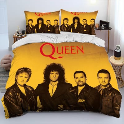 Freddie Mercury Queen-Rock-Band Dekbed Dekbedovertrek Beddengoed Set Dekbedhoes Bedset Dekbedhoes Kussensloop King Queen Maat Beddengoed Set 150*200cm 3pcs