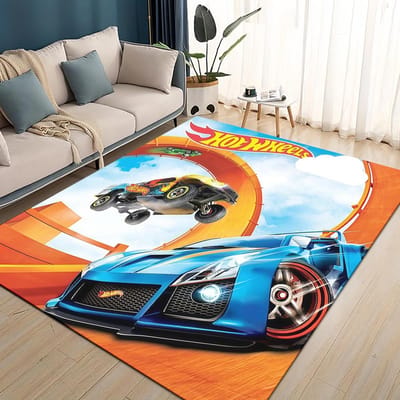 Hot Wheels 27 Stijl Nieuwe Raceauto Cartoon Tapijt Vloerkleed voor Woonkamer Slaapkamer Huis Sofa Decoratie, Kinderen Spelen Antislip Vloermat 60*90cm