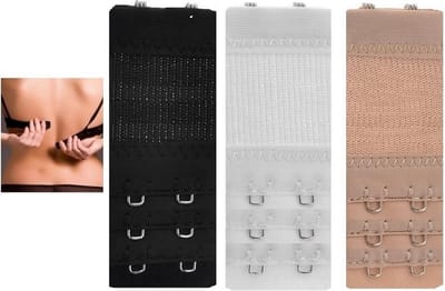 BH Verlengstukken - Ondergoed Accessoires - Meer Draagcomfort - Set van Drie - 4 cm Breed - Zwart Wit Huidkleur