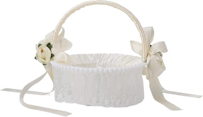 Bloemenmand Bruiloft - Decoratie Mand - Bruiloft Ceremonie - Handgeweven Design - 32 x 28 x 13 cm