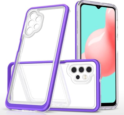 Hoesje Geschikt Voor Samsung Galaxy A32 5G hoesje transparant cover met bumper Paars - Ultra Hybrid hoesje Hoesje Geschikt Voor Samsung Galaxy A32 5G case