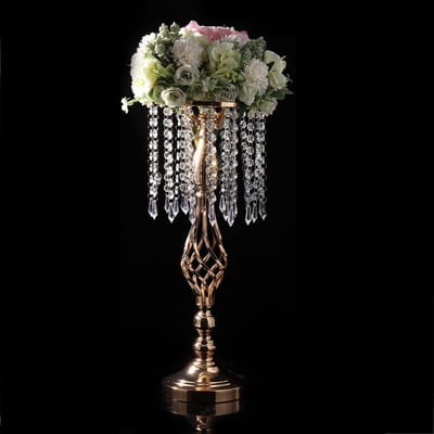 Support de Bougeoir Décoratif Bougeoir en Cristal Ornement Pièces Maîtresses de Table à Manger Décoration de Mariage Doré 52 cm de Haut