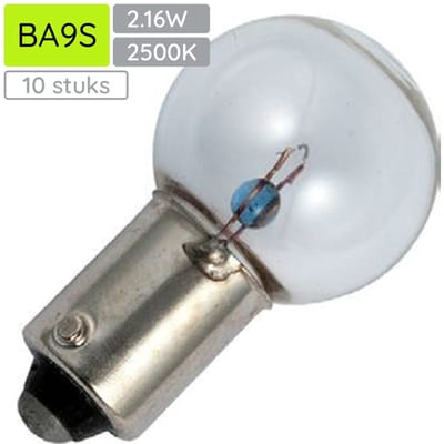 Signaallamp BA9S 3.6V 2.1W6W - 600 mAh - 10 stuks - G17 Gloeilamp Ø17mm - 30mm - 2500K - Dimbaar