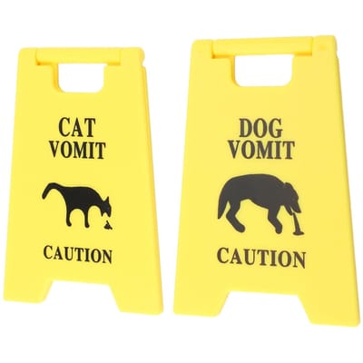 2 STUKS Kat en Hond Braaktekens 4 Inch Kat Braak Waarschuwingsteken Grappig Kat Hond Waarschuwingsteken Decoratie Voor Kat Hond Liefhebbers white
