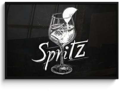 Poster in lijst - Fotolijst 120x80 cm - Posters - Glas spritz - Krijtletters - Ijsblokjes - Citroen - Posterlijst zwart - Decoratie - Wanddecoratie woonkamer - Muurdecoratie slaapkamer