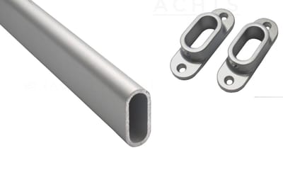 Gardelux - Garderobebuis ovaal - Aluminium - Lengte : 1 meter - 30x14mm - inclusief houders dicht model