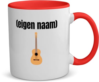 Akyol - gitaar met eigen naam koffiemok - theemok - rood - Gitaar - gitaar liefhebbers - muziekliefhebber - leuk cadeau voor iemand die houd van gitaren - cadeau - kado - 350 ML inhoud