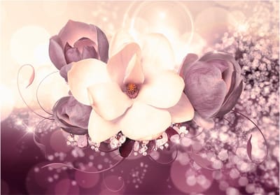 Fotobehangkoning - Behang - Vliesbehang - Fotobehang Bloemen Romantiek - Maroon Charm - 300 x 210 cm