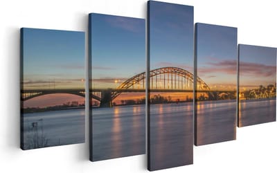 Artaza Canvas Schilderij Vijfluik Waalbrug in Nijmegen  - 100x50 - Foto Op Canvas - Canvas Print