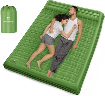 Campingmat zelfopblazend met voetpomp, ultradikke luchtmatras voor outdoor, kamperen en wandelen