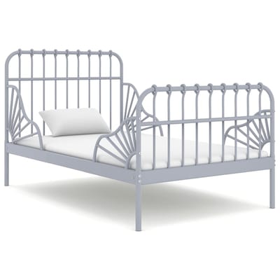 vidaXL - Bedframe - verlengbaar - metaal - grijs - 80x130/200 - cm