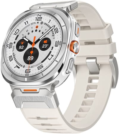 Luxe siliconen bandje - geschikt voor Samsung Galaxy Watch Ultra / Ultra 2025 47mm - premium fmk bandje met gesp - zilver starlight