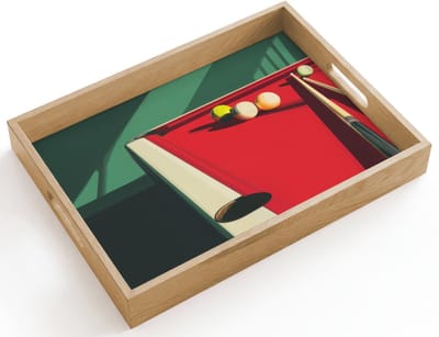 Dienblad hout 40x30 cm - Schootdienblad - Biljarttafel - Ballen - Rood - Schaduw - Borrelplank rechthoek - Plateau dienbladen