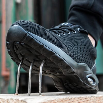 Anti-perforatie Veiligheidsschoenen Beschermende Schoenen Luchtkussen Werksneakers Stalen Neus Werkschoenen Heren Dames Veiligheidsschoenen Licht Ademend 36 black