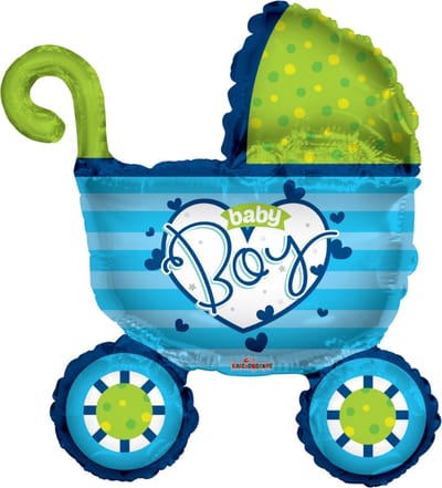 Folie ballon kinderwagen blauw.