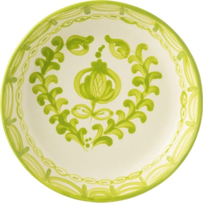 J-Line schaal Granada Low - keramiek - wit/groen - large - Ø 25 cm