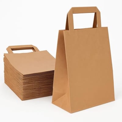 Kraftpapieren Draagtassen 22 + 10 × 28 cm - Duurzame Tasjes voor Geschenken & Winkelen - 250 stuks Bruin