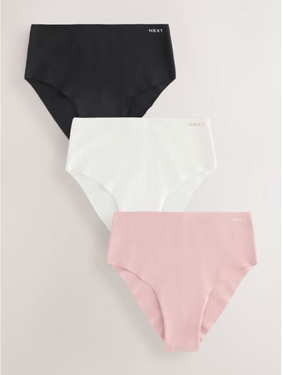 Next - Dames - Set van 3 katoenrijke No VPL slips met hoge taille - Zwart