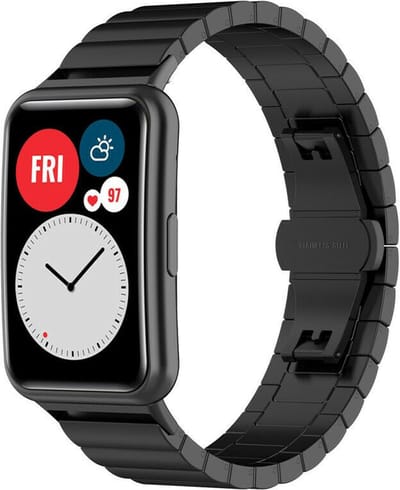 Strap-it Metalen smartwatch bandje - geschikt voor Huawei Watch Fit / Huawei Watch Fit New - zwart