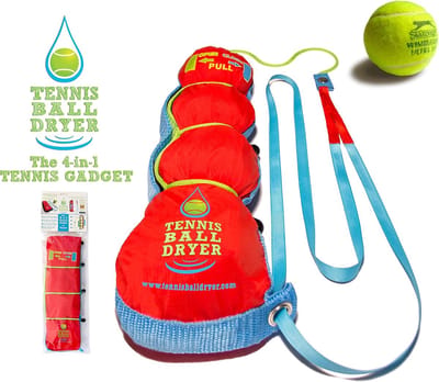 Tennisbal Droger - 4-in-1 Gadget - Tennis Accessoire - Geïntegreerde Netmeter - Draagtas Functie - Rood