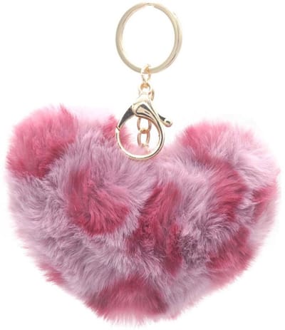 Sleutelhanger fluffy roze - 10 Centimeter - Zacht en cosy - hartje, tashanger - Damesdingetjes