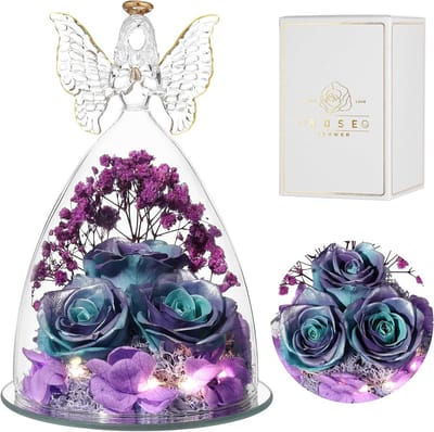 Grote Engel Rozen Geschenk voor Vrouwen - Behoudende Rozen in Engel Beelden voor Valentijnsdag en Moederdag