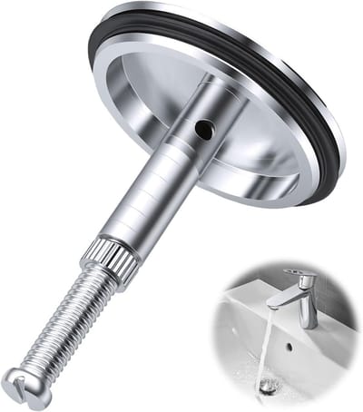 43 mm met dubbele afdichting, universeel, afvoerstop, verchroomd, van messing, voor spoelbakken en wastafels, montage zonder gereedschap, in hoogte verstelbaar 45-70 mm