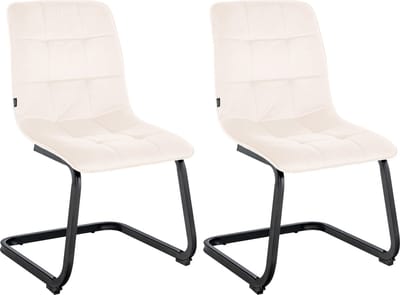 CLP Vermont Set van 2 eetkamerstoelen - Zonder armleuning - Fluweel - Velvet - creme