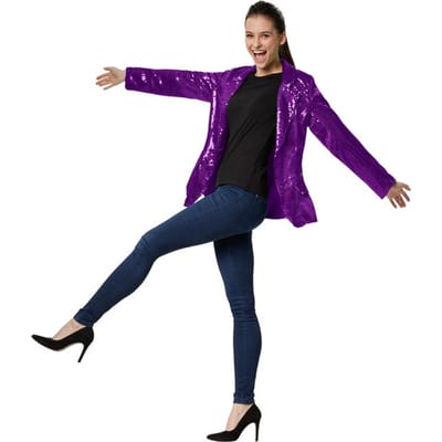 dressforfun - Paillettenjas dames lila XL - verkleedkleding kostuum halloween verkleden feestkleding carnavalskleding carnaval feestkledij partykleding - 303884