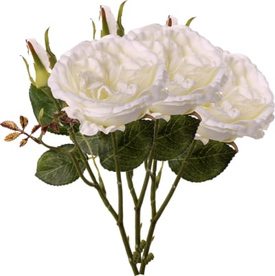 Top Art Kunstbloem roos Little Joy - 3x - wit - 38 cm - kunststof steel - decoratie bloemen