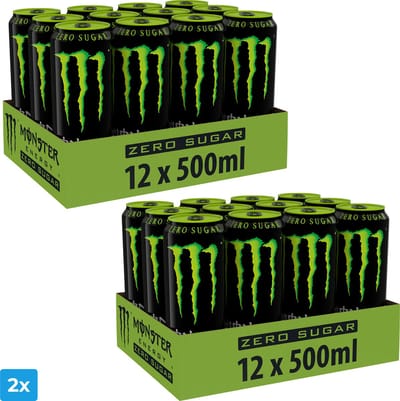 2x Monster Energy - Regular Zero Sugar - Suikervrij - Behoudt de originele smaak