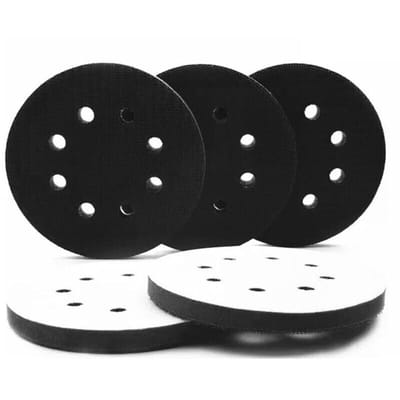 Set van 5 zachte schuimrubberen tussenlagen van 125 mm met 8 gaten, geschikt voor rond schuurpapier, polijstschijven van 125 mm en sponsachtige tussenlagen, geschikt voor schuurpapierschijven en polijstschijven.