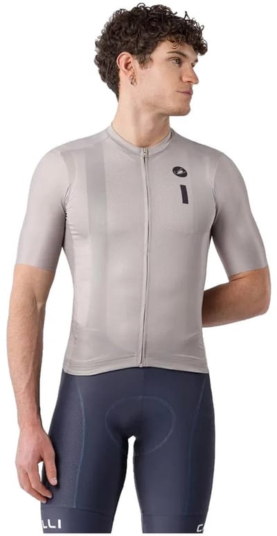 Castelli Drittone Logo Korte Mouw Wielertrui Grijs XL Man