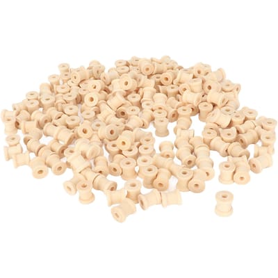 200 Pièces Bobines en Bois 0,55in 0,51in Bois Poli Non Fini Lissage Bobines en Bois Lisses pour beige