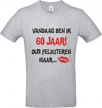 60 jaar verjaardag - T-shirt Vandaag ben ik 60 jaar dus feliciteren maar - Maat XXL - Sport Grey Melange - 60 jaar verjaardag - verjaardag shirt