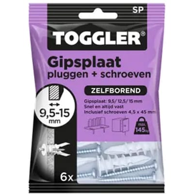 Toggler Gipsplaatplug Sp Kunststof - Diam. 8x45mm - 6 Stuks