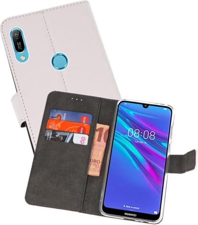 Booktype Telefoonhoesjes - Bookcase Hoesje - Wallet Case - Geschikt voor Huawei Y6 / Y6 Prime 2019 - Wit