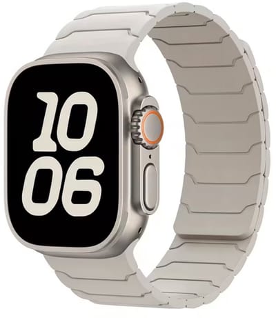 Sterrenlicht horlogebandje smartwatch dames en heren magnetisch sport siliconen band Geschikt voor Apple Watch 38 mm / 40 mm / 41 mm / 42 mm (serie 10 / 11) licht beige sportief ontwerp vervangende watch band