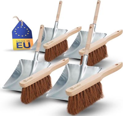 4x stoffer en blik set gegalvaniseerde kokosharen stoffer en blik handborstel set veegset stoffer en blik handborstel kokos veeg dweil haard accessoires haard bezem stoffer en blik