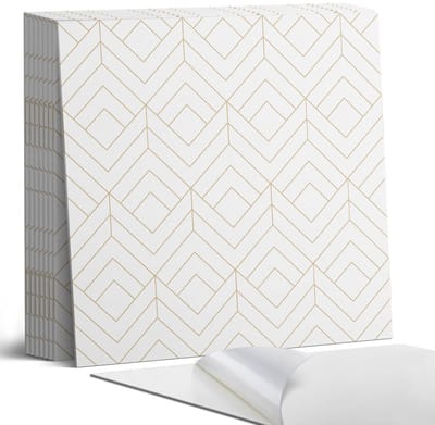 Coloray Plaktegels - Geometrisch ruitpatroon Portugese Tegels - 30 cm x 30 cm - Romig Plaktegels - 9 stuks - Vierkant PVC Tegels - Plaktegels Keuken - Zelfklevende Vloertegels - Vinyltegels Vloer Zelfklevend - Zelfklevende Tegels