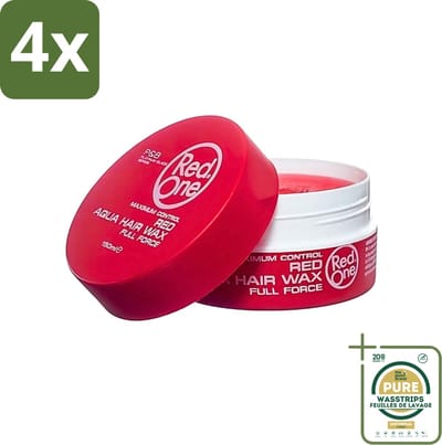Red One - Haarwax - Red - Aqua Hair Wax - Voor Stevige Styling & Glanzend Resultaat - 150 ml - Voordeelverpakking - 4 stuks - Glanzend haar - Stijl