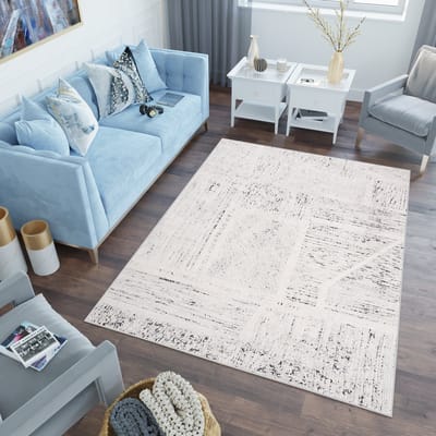 Tapiso Lotus Vloerkleed Laagpolig Beige Antraciet Woonkamer Tapijt Maat- 80x150