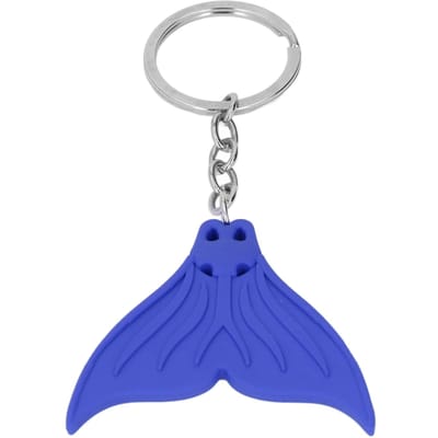 Porte-clés Queue de Sirène Thème Plongée Porte-clés en Silicone Souple Pendentif Queue de Poisson Décorative Bleu Foncé