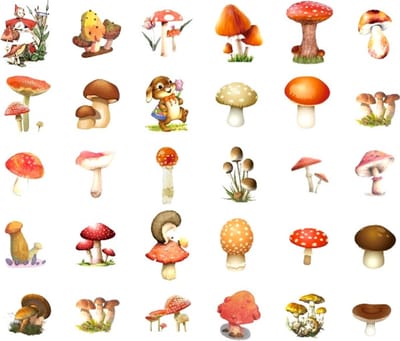 Stickerset Paddenstoelen - 60 stuks - Forest Mushroom - Stickers