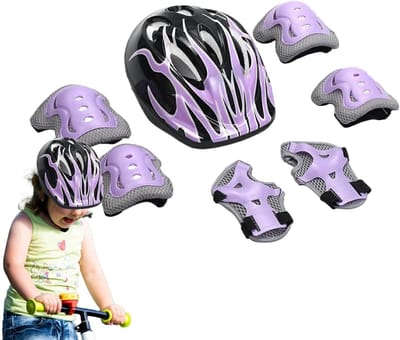 Kinderen Beschermingsset - Helm en Pads - Outdoor Sporten - Schokabsorberende Voering - Verstelbaar - Paars